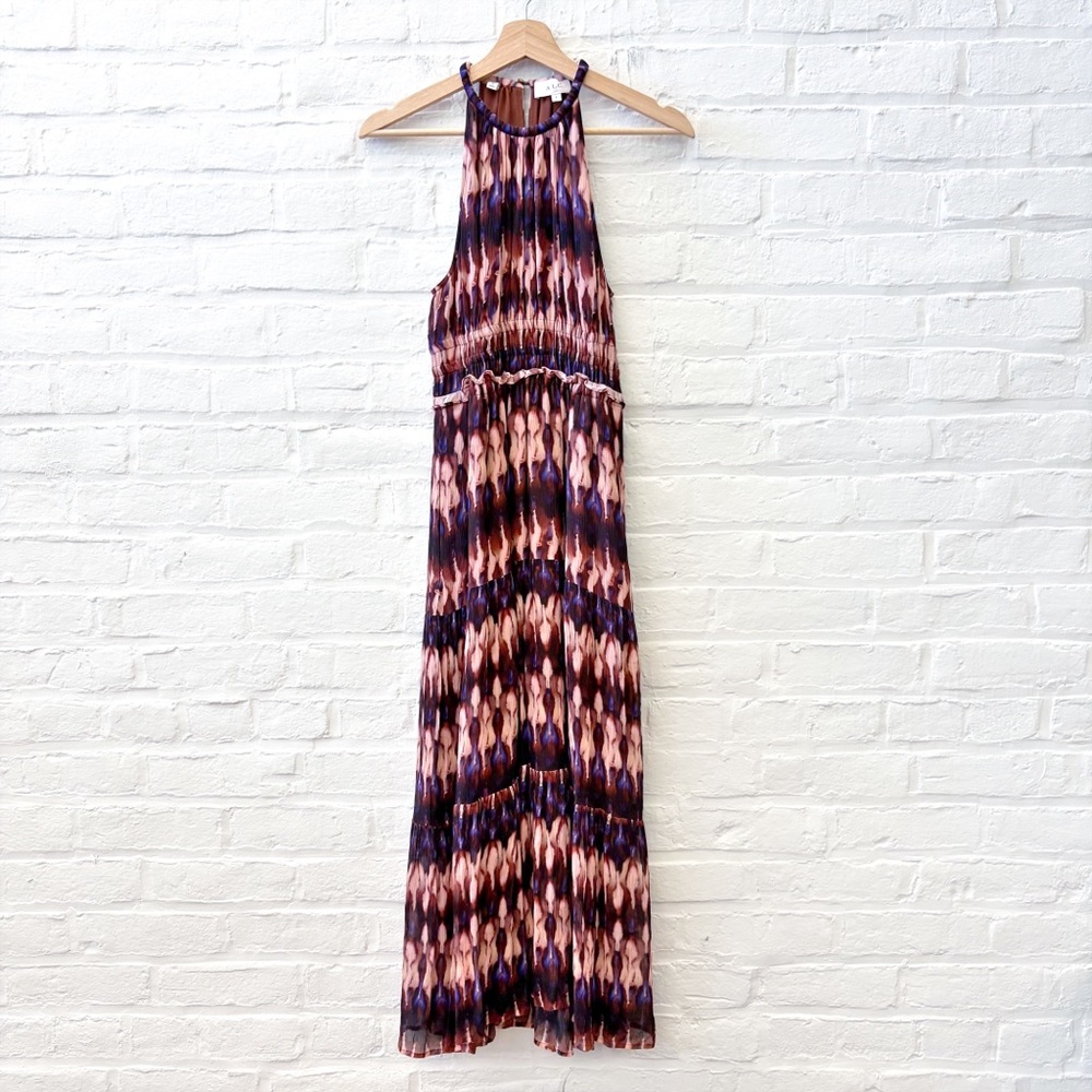 A.L.C. || Elara Abstract Tie Dye Silk‎ Halter Dress 4